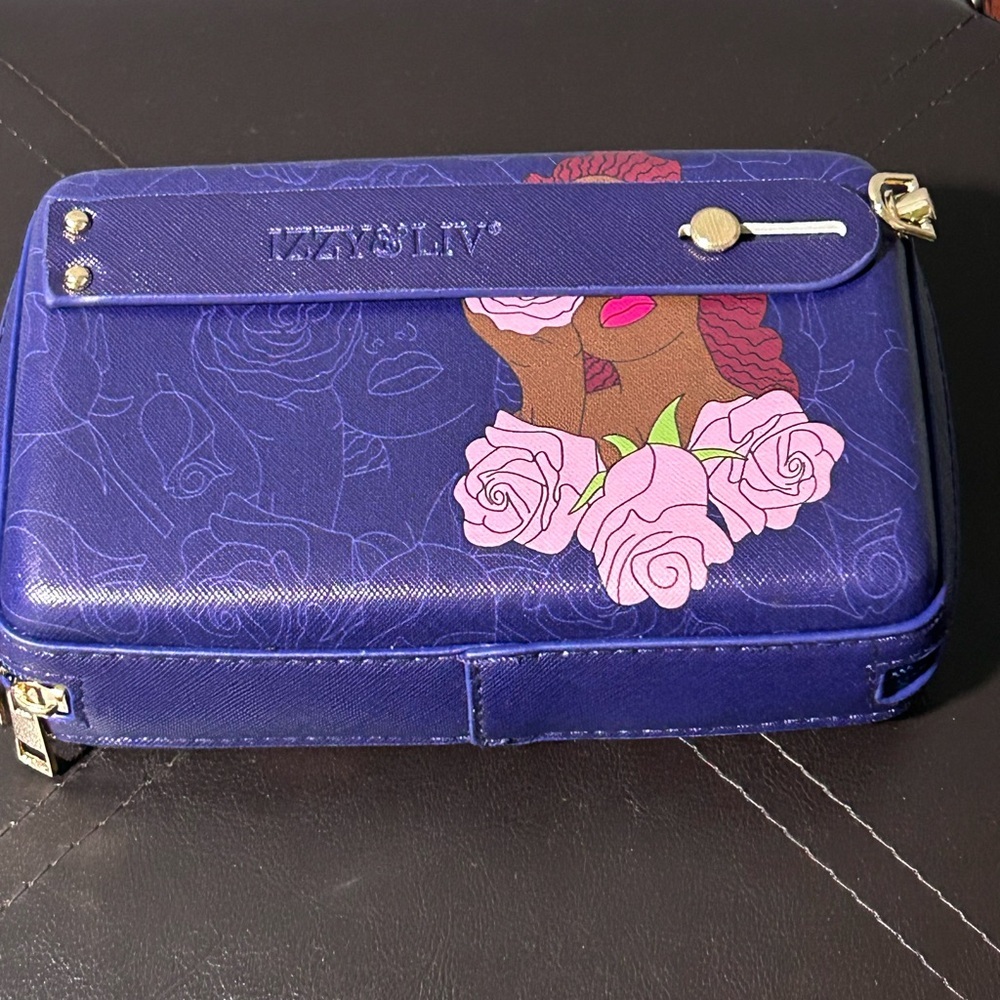 #030 Camera /Crossbody/Clutch - Purple/Pink Floral Design W/Strap - Izzy & Liv